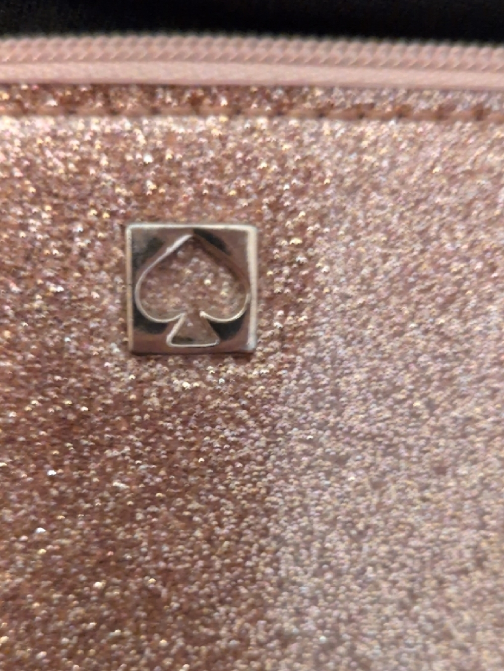 kate spade Glitter Zip Pouch in Rose Gold Sparkle - Picture 2 of 8